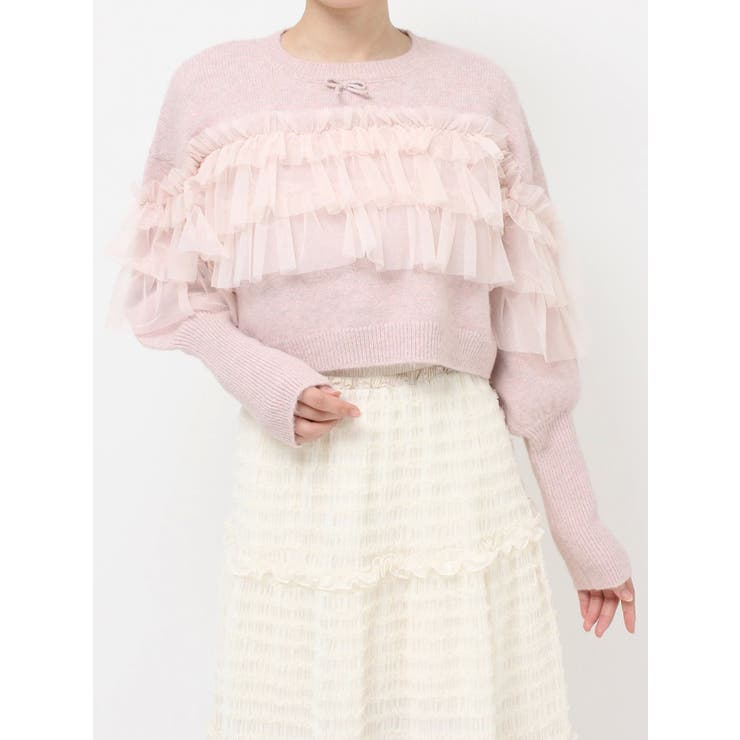 デコラティブチュールニットトップス | merry jenny | 詳細画像29 