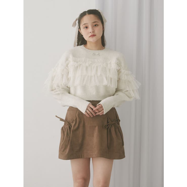 デコラティブチュールニットトップス | merry jenny | 詳細画像6 