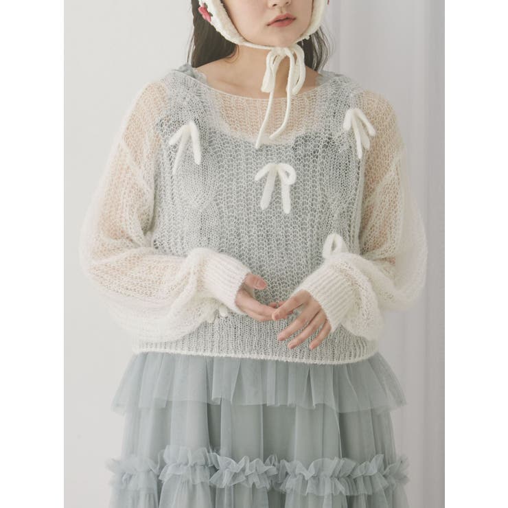 透かし編みリボンニット | merry jenny | 詳細画像1 