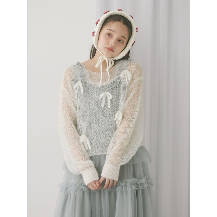 透かし編みリボンニット | merry jenny | 詳細画像14 