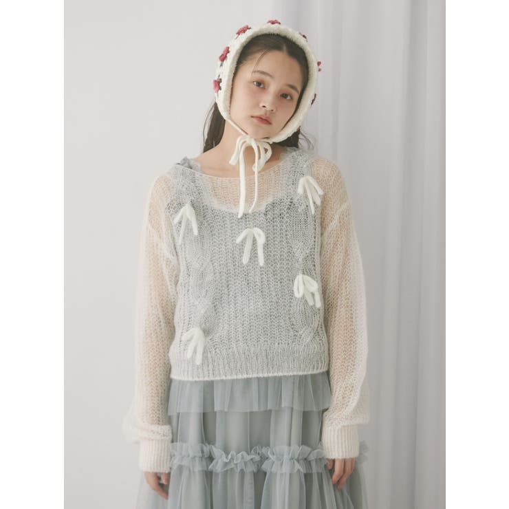 透かし編みリボンニット | merry jenny | 詳細画像15 