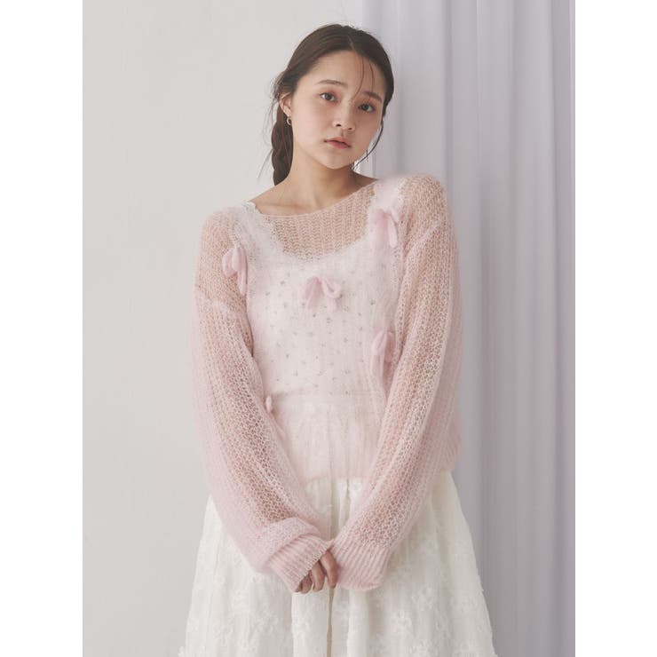 透かし編みリボンニット | merry jenny | 詳細画像4 