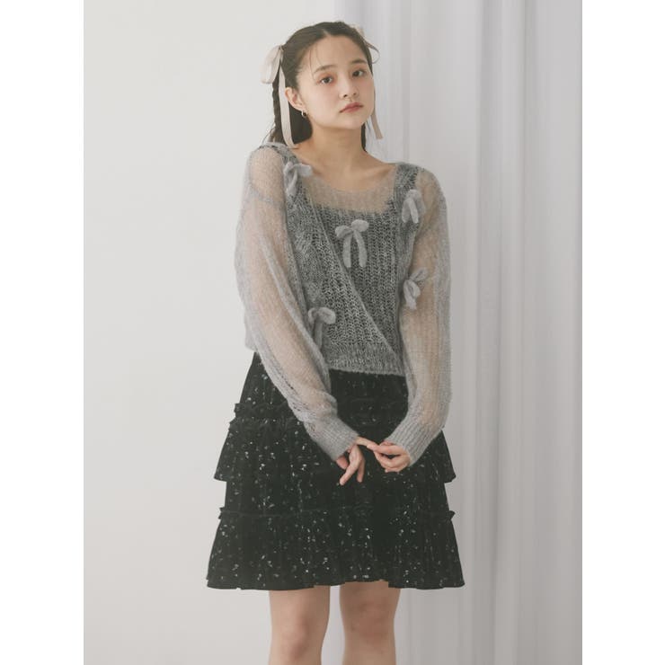 透かし編みリボンニット | merry jenny | 詳細画像5 