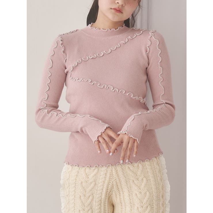 ピンク | メロウリブニットtops | merry jenny