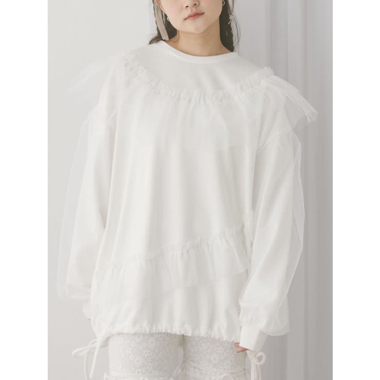 オフホワイト | チュールパフスウェット | merry jenny
