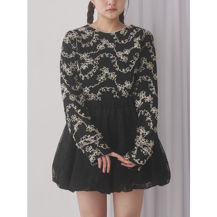 ブラック | flower pastel tops | merry jenny