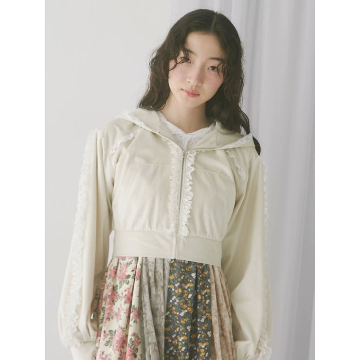 ベロアレースジップパーカー | merry jenny | 詳細画像10 
