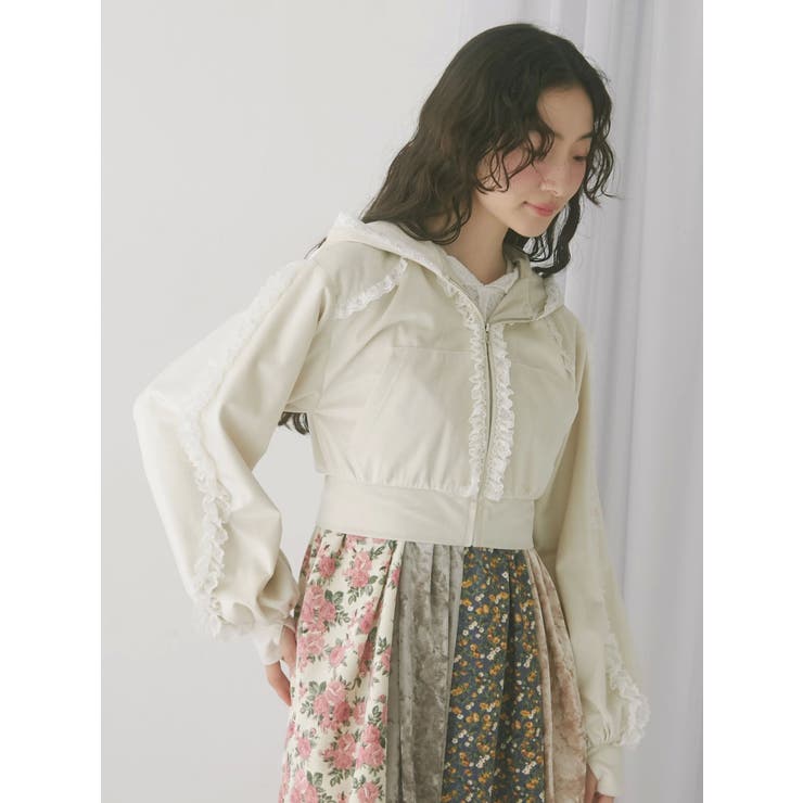 ベロアレースジップパーカー | merry jenny | 詳細画像11 