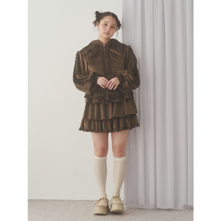 ベロアレースジップパーカー | merry jenny | 詳細画像5 