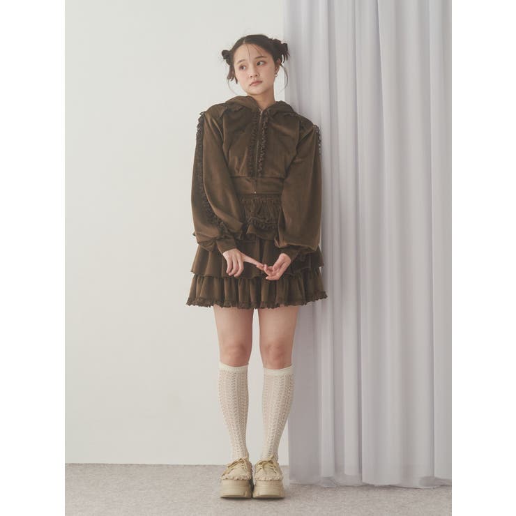 ベロアレースジップパーカー | merry jenny | 詳細画像6 