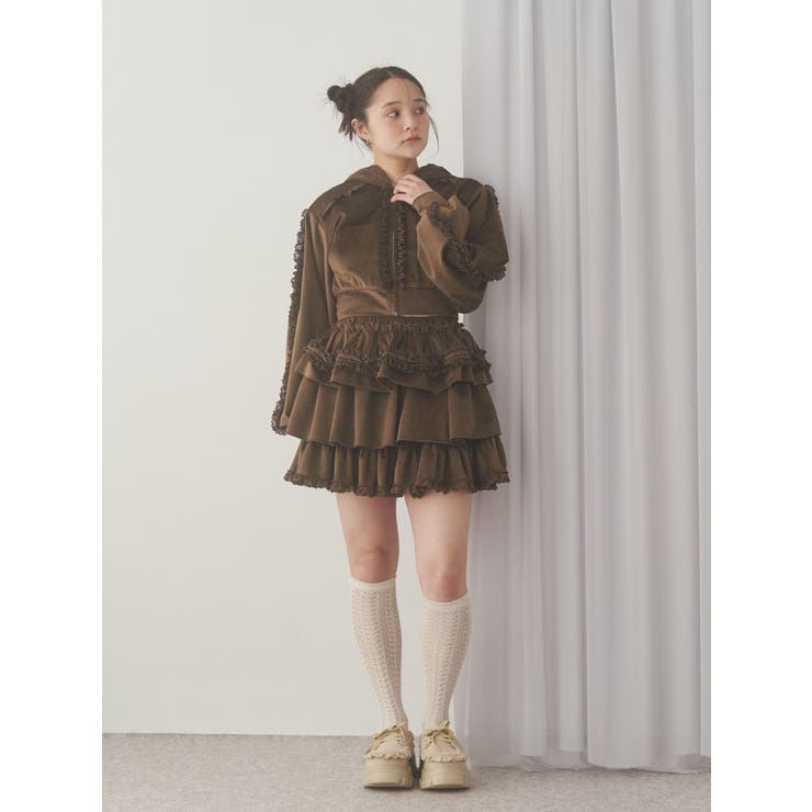 ベロアレースジップパーカー | merry jenny | 詳細画像7 