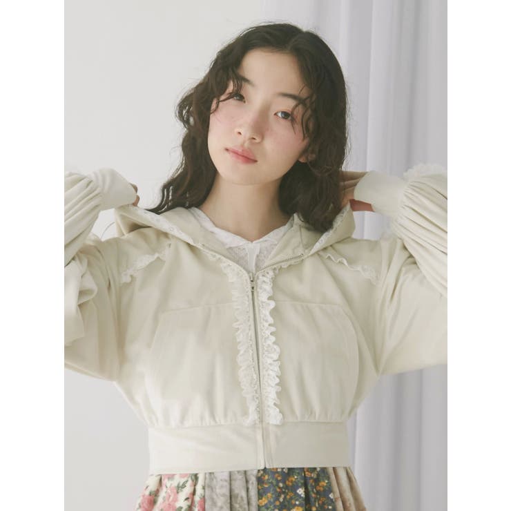 ベロアレースジップパーカー | merry jenny | 詳細画像9 