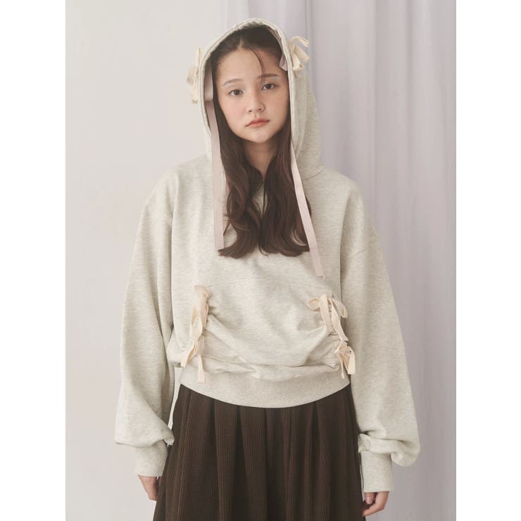 ライトグレー | ribbon ribbon hoodie | merry jenny