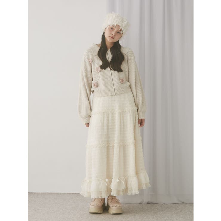 お花咲いたzipニットカーディガン | merry jenny | 詳細画像13 