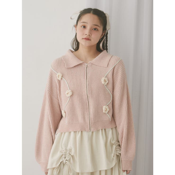 お花咲いたzipニットカーディガン | merry jenny | 詳細画像14 