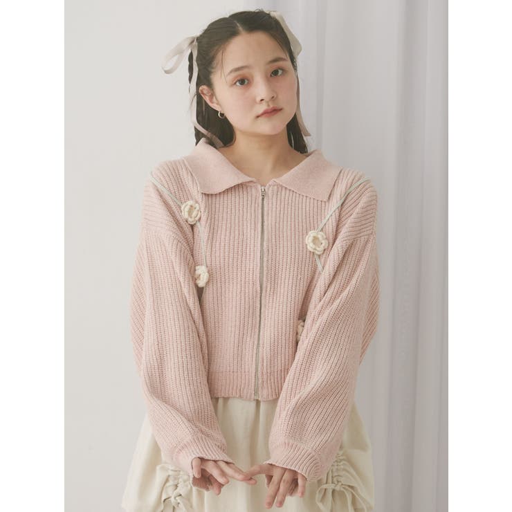 お花咲いたzipニットカーディガン | merry jenny | 詳細画像15 