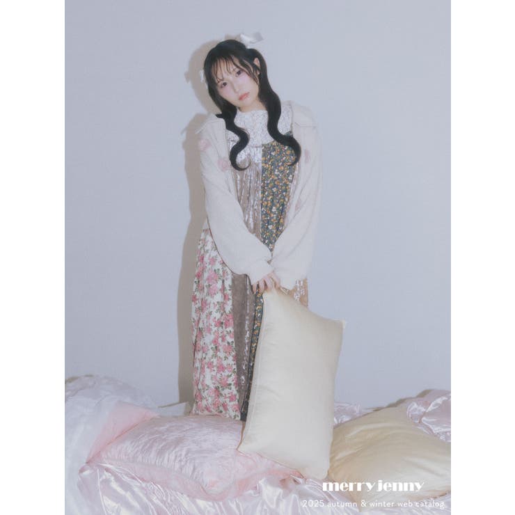 お花咲いたzipニットカーディガン | merry jenny | 詳細画像2 
