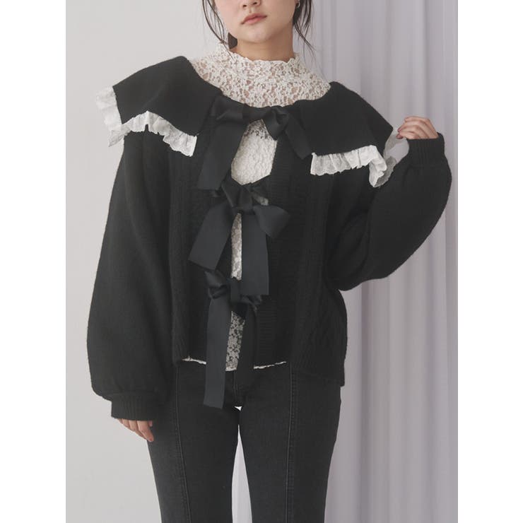 ブラック | セーラーリボンカーディガン | merry jenny