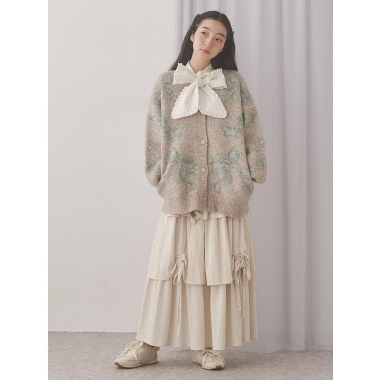 ribbon jacquard knit cardigan | merry jenny | 詳細画像10 