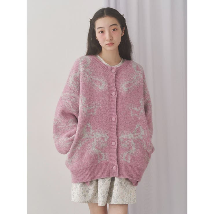 ribbon jacquard knit cardigan | merry jenny | 詳細画像15 