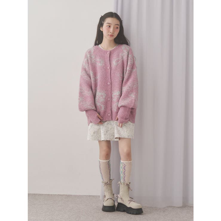 ribbon jacquard knit cardigan | merry jenny | 詳細画像17 