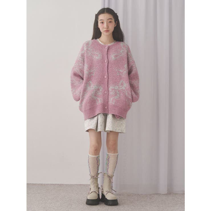 ribbon jacquard knit cardigan | merry jenny | 詳細画像18 