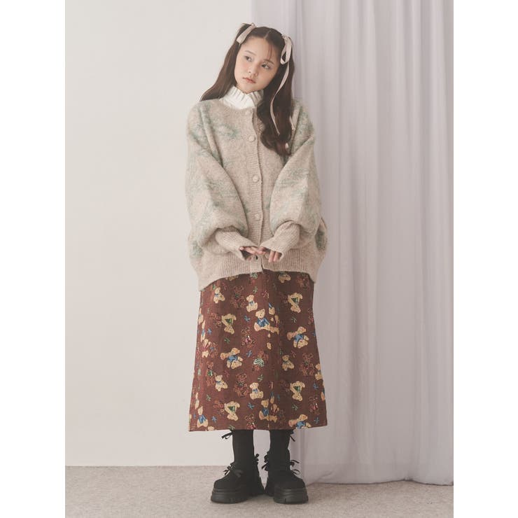 ribbon jacquard knit cardigan | merry jenny | 詳細画像2 