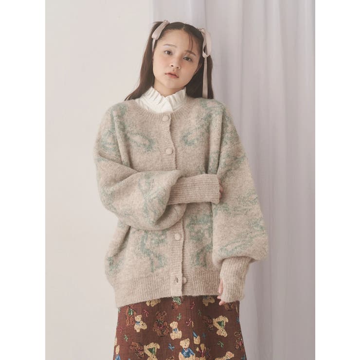 ribbon jacquard knit cardigan | merry jenny | 詳細画像21 