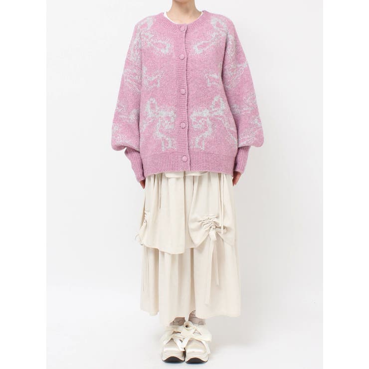 ribbon jacquard knit cardigan | merry jenny | 詳細画像32 