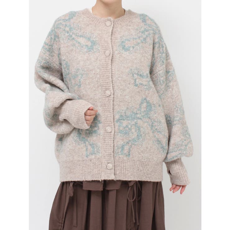 ribbon jacquard knit cardigan | merry jenny | 詳細画像37 