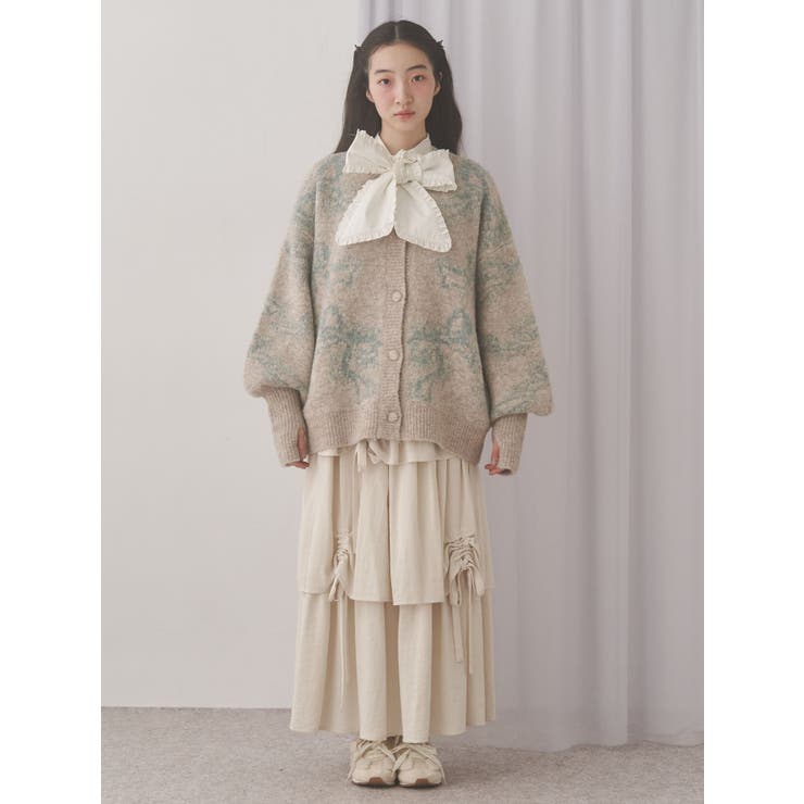 ribbon jacquard knit cardigan | merry jenny | 詳細画像9 