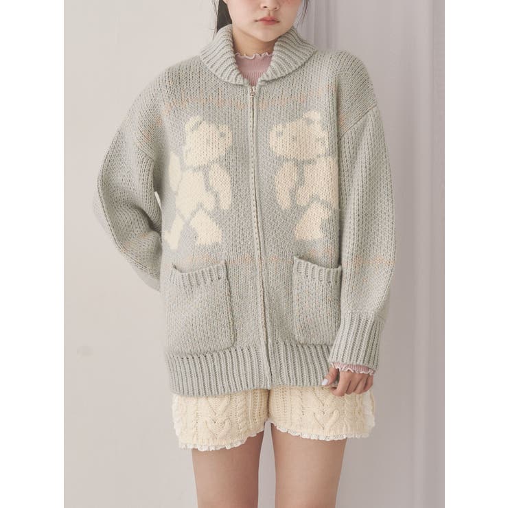 アイスブルー | bear cowichan knit | merry jenny