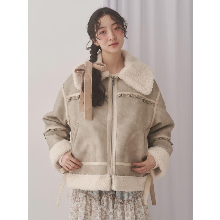 クリームボアムートンブルゾン | merry jenny | 詳細画像4 