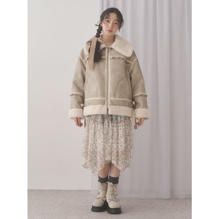 クリームボアムートンブルゾン | merry jenny | 詳細画像7 