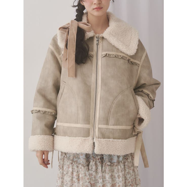 ベージュ | クリームボアムートンブルゾン | merry jenny