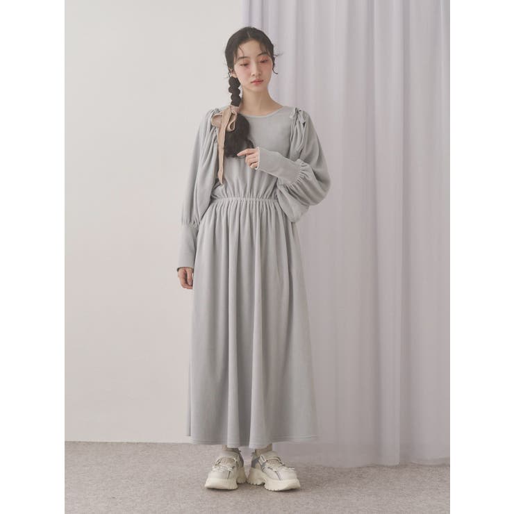 ギャザーギャザーフリースワンピース | merry jenny | 詳細画像4 