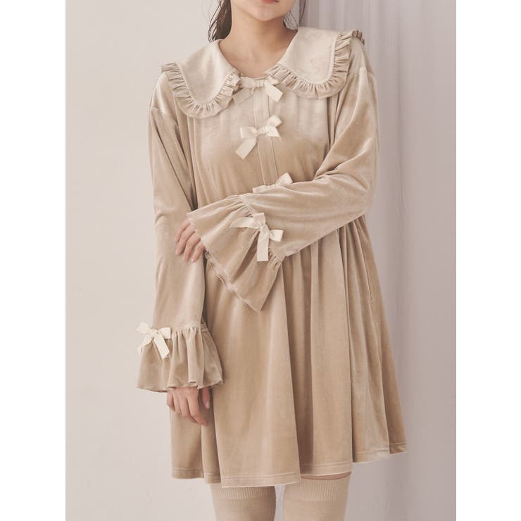 ベロアリボンミニワンピース | merry jenny | 詳細画像1 