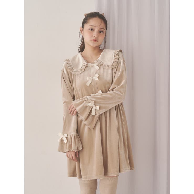 ベロアリボンミニワンピース | merry jenny | 詳細画像3 