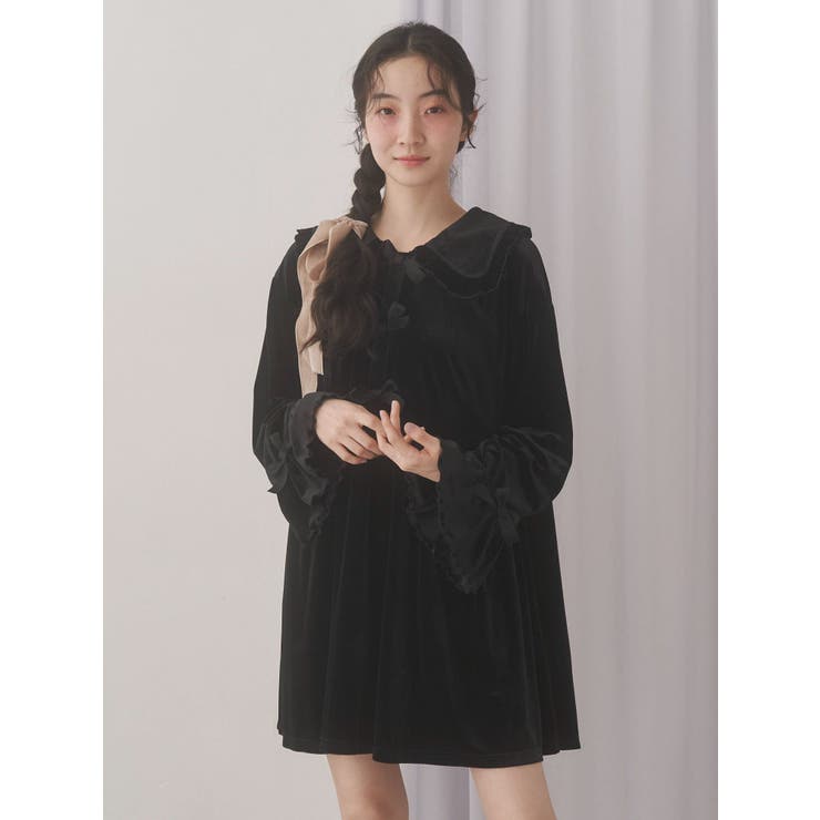 ベロアリボンミニワンピース | merry jenny | 詳細画像4 