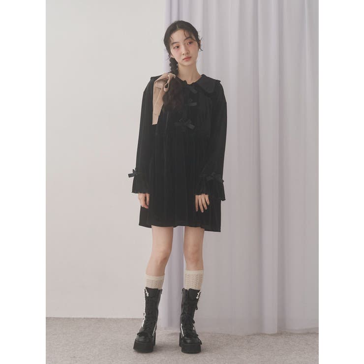 ベロアリボンミニワンピース | merry jenny | 詳細画像7 