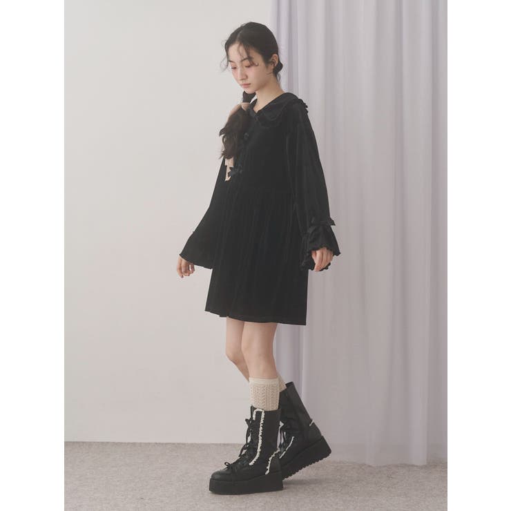 ベロアリボンミニワンピース | merry jenny | 詳細画像8 