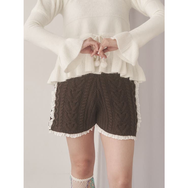 ブラウン | frill knit shortpants | merry jenny