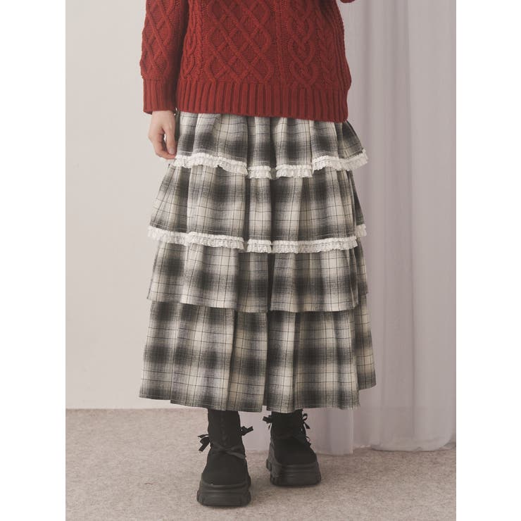 ティアードティアードチェックスカート | merry jenny | 詳細画像6 