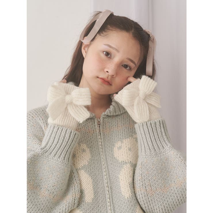 アイボリー | りぼんりぼんニットグローブ | merry jenny