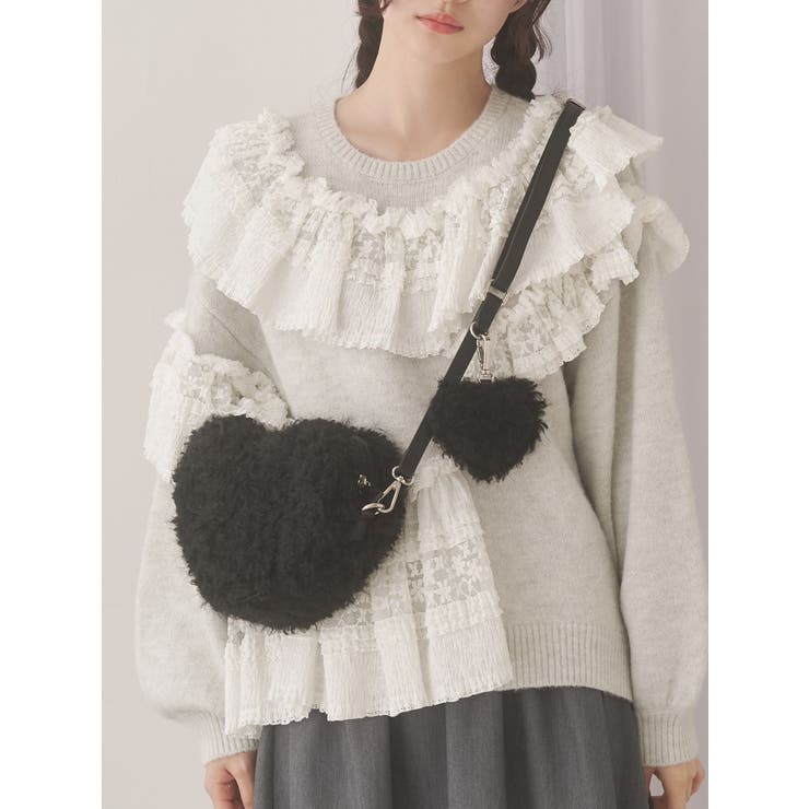 ブラック | fluffy heart bag | merry jenny