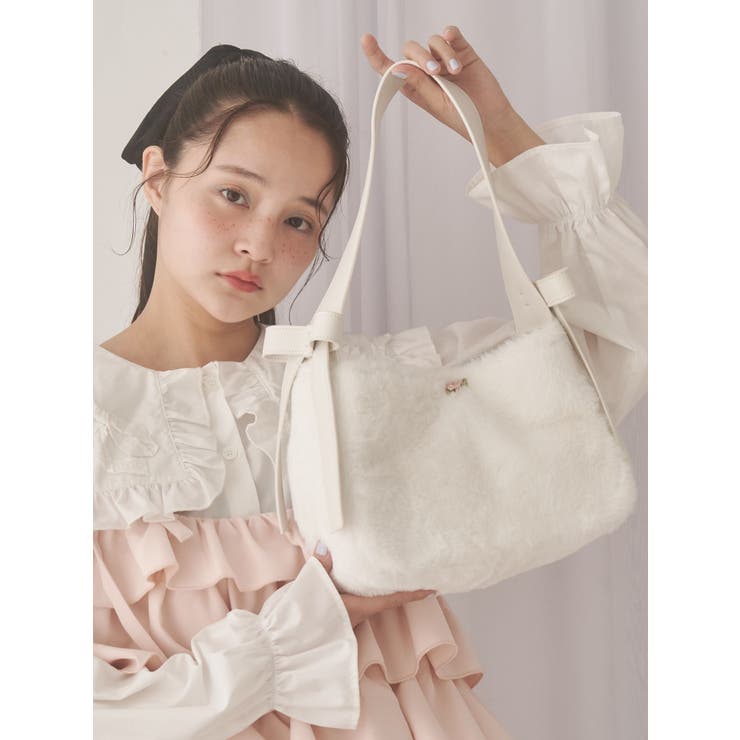 オフホワイト | Dream Garden-tulip ribbon lace tote | merry jenny