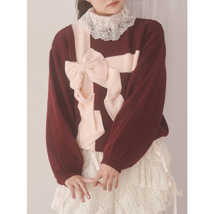 ボルドー | プレゼントリボンニット | merry jenny