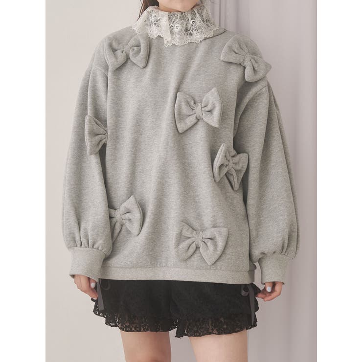 グレー | ぽんぽんリボンスウェット | merry jenny