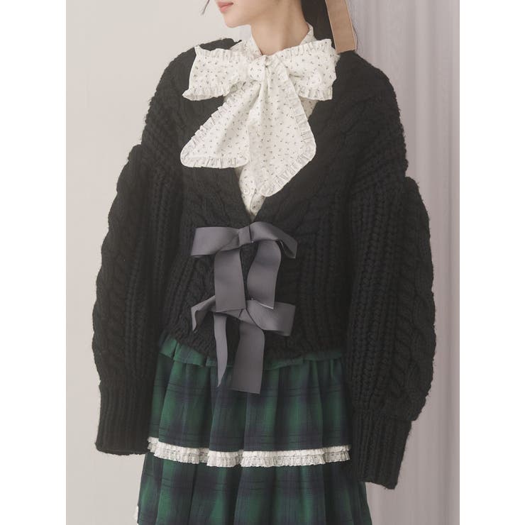 ブラック | ribbon ribbon カーデイガン | merry jenny
