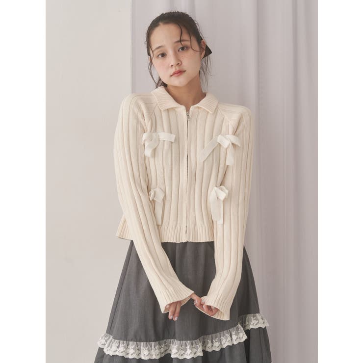 ribbon washed zip kinit | merry jenny | 詳細画像4 